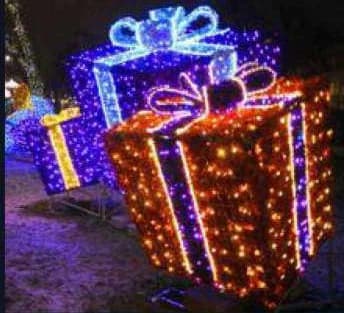 3D LED Gift Box Pair, blue and orange and multicolour