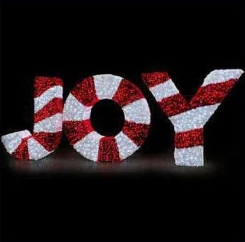 3D LED JOY Letters, Candy Stripe, red and cool white