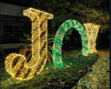 3D LED JOY Letters, Gold, gold and green
