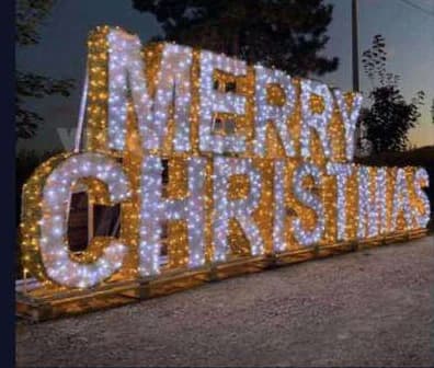 3D LED MERRY CHRISTMAS Letters, warm white