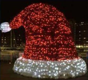 3D LED Santa Hat, red and cool white