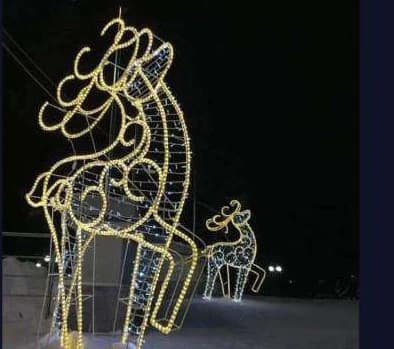 3D LED Scroll Reindeer, Gold, warm white