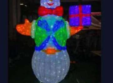 3D LED Snowman with Gift, cool white and blue and green and red