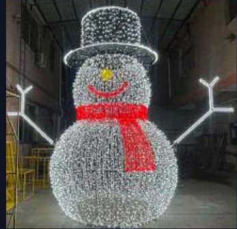 3D LED Snowman with Top Hat, cool white and red