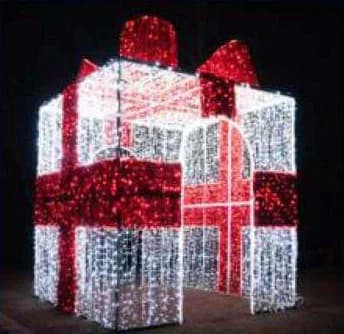 3D LED Stacked Gift Boxes, cool white and red