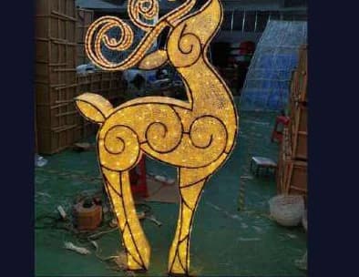 3D LED Swirl Reindeer, Gold, gold