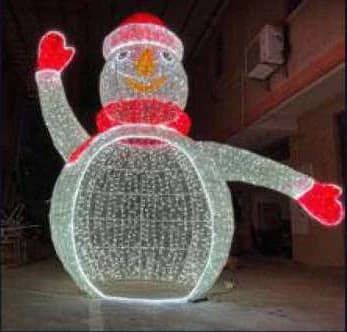 3D LED Walk-Through Snowman Arch, cool white and red