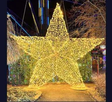 3D LED Walk-Through Star, warm white and gold