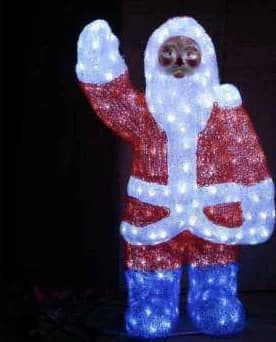 3D LED Waving Santa, red and cool white