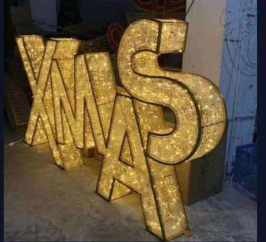 3D LED XMAS Letters, warm white and gold