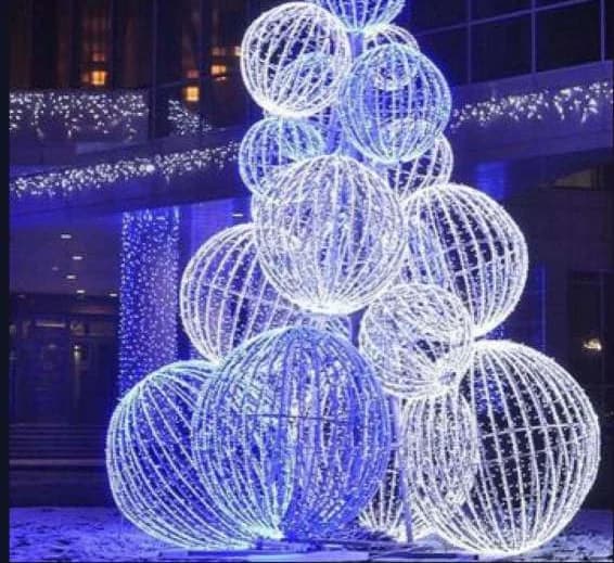 Giant LED Light-Ball Christmas Tree, cool white and blue