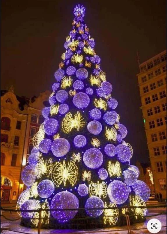 Giant LED Purple Ornament Tree, purple and gold