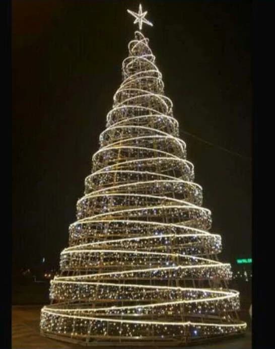 Giant LED Spiral Ring Tree with Star, warm white