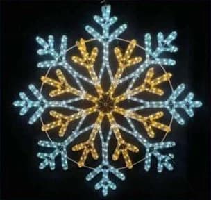 LED Rope Light Snowflake, Cool White and Gold, cool white and gold