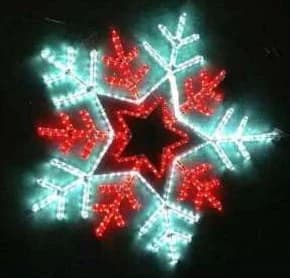 LED Rope Light Snowflake, Red and Cool White, red and cool white
